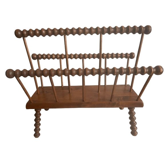 1930s Antique Farmhouse Turned Spindle Maple Magazine Rack - Picture 1 of 11